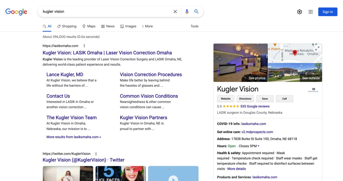 kugler-vision-serp-result